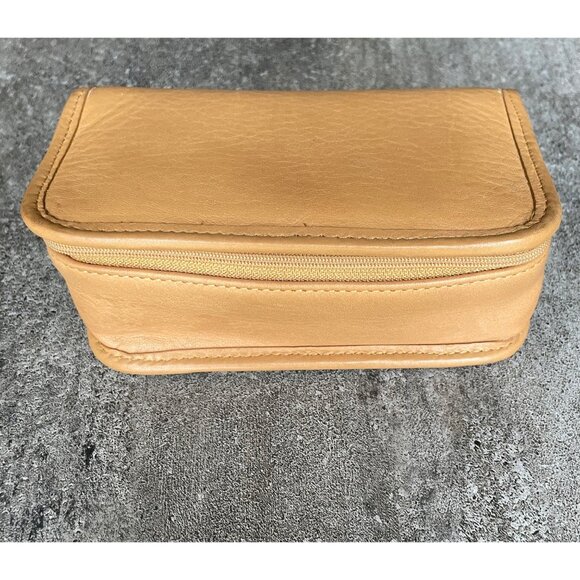 Vintage Coach Chubby Case Camel Embossed Leather With Mirror Cosmetic Travel - Picture 7 of 11